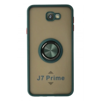 Samsung Galaxy J7 Prime Kılıf Montreal Yüzüklü Silikon Kapak - Yeşil