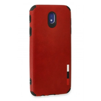 Samsung Galaxy J7 Pro / J730 Kılıf Loop Deri Silikon - Kırmızı