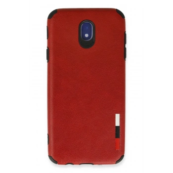Samsung Galaxy J7 Pro / J730 Kılıf Loop Deri Silikon - Kırmızı