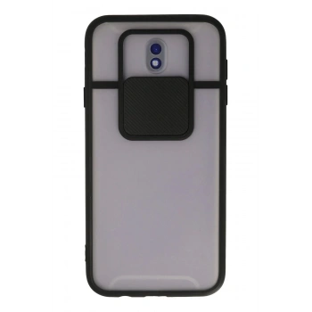 Samsung Galaxy J7 Pro / J730 Kılıf Palm Buzlu Kamera Sürgülü Silikon - Siyah