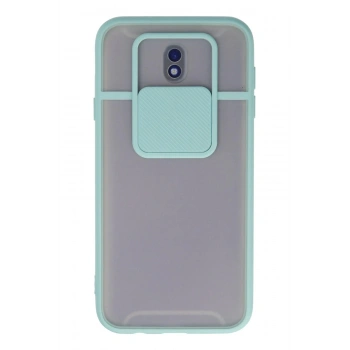 Samsung Galaxy J7 Pro / J730 Kılıf Palm Buzlu Kamera Sürgülü Silikon - Turkuaz