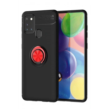 Samsung Galaxy M31 Kılıf Range Yüzüklü Silikon - Siyah-Kırmızı