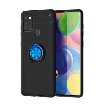 Samsung Galaxy M31 Kılıf Range Yüzüklü Silikon - Siyah-Mavi