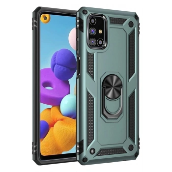 Samsung Galaxy M31S Kılıf Sofya Yüzüklü Silikon Kapak - Yeşil