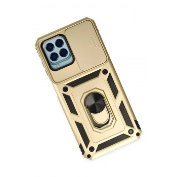 Samsung Galaxy M33 Kılıf Pars Lens Yüzüklü Silikon - Gold