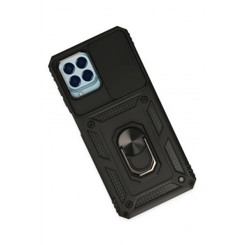 Samsung Galaxy M33 Kılıf Pars Lens Yüzüklü Silikon - Siyah