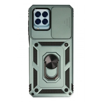 Samsung Galaxy M33 Kılıf Pars Lens Yüzüklü Silikon - Yeşil