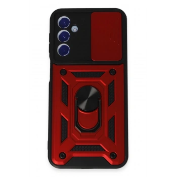 Samsung Galaxy M34 5G Kılıf Pars Lens Yüzüklü Silikon - Kırmızı