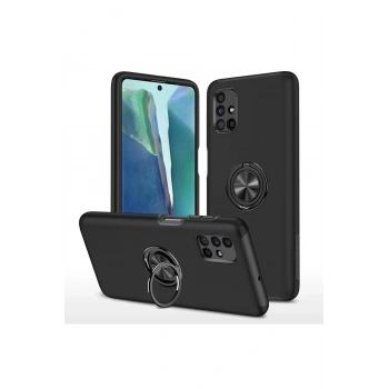 Samsung Galaxy M51 Kılıf Elit Yüzüklü Kapak - Siyah