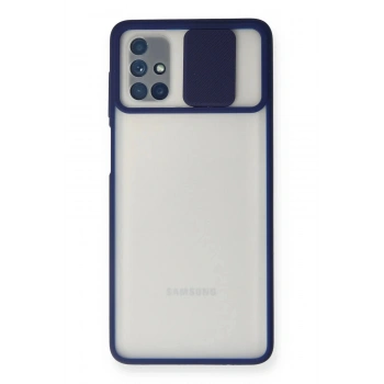 Samsung Galaxy M51 Kılıf Palm Buzlu Kamera Sürgülü Silikon - Lacivert