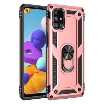 Samsung Galaxy M51 Kılıf Sofya Yüzüklü Silikon Kapak - Rose