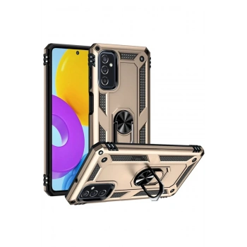Samsung Galaxy M52 5G Kılıf Sofya Yüzüklü Silikon Kapak - Gold