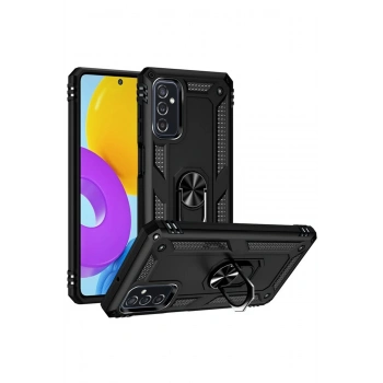 Samsung Galaxy M52 5G Kılıf Sofya Yüzüklü Silikon Kapak - Siyah