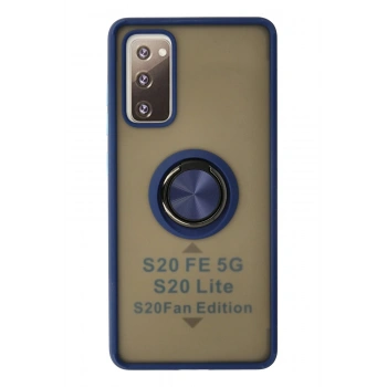 Samsung Galaxy S20 FE Kılıf Montreal Yüzüklü Silikon Kapak - Lacivert