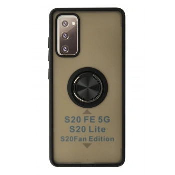 Samsung Galaxy S20 FE Kılıf Montreal Yüzüklü Silikon Kapak - Siyah