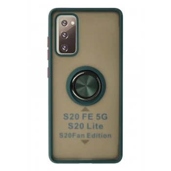 Samsung Galaxy S20 FE Kılıf Montreal Yüzüklü Silikon Kapak - Yeşil