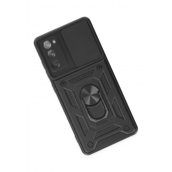 Samsung Galaxy S20 FE Kılıf Pars Lens Yüzüklü Silikon - Siyah