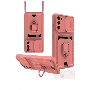 Samsung Galaxy S20 FE Kılıf Zuma Kartvizitli Yüzüklü Silikon - Pembe