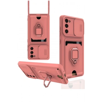 Samsung Galaxy S20 FE Kılıf Zuma Kartvizitli Yüzüklü Silikon - Pembe