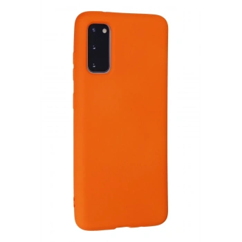 Samsung Galaxy S20 Kılıf Nano içi Kadife Silikon - Turuncu