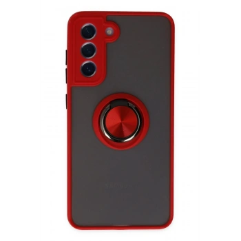 Samsung Galaxy S21 FE Kılıf Montreal Yüzüklü Silikon Kapak - Kırmızı