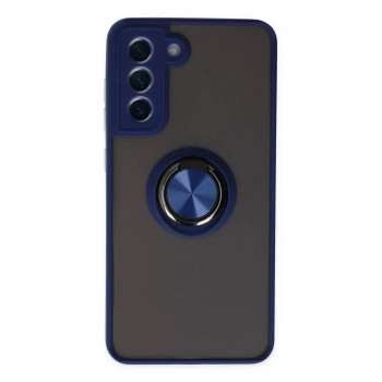Samsung Galaxy S21 FE Kılıf Montreal Yüzüklü Silikon Kapak - Lacivert