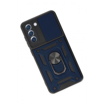 Samsung Galaxy S21 FE Kılıf Pars Lens Yüzüklü Silikon - Lacivert