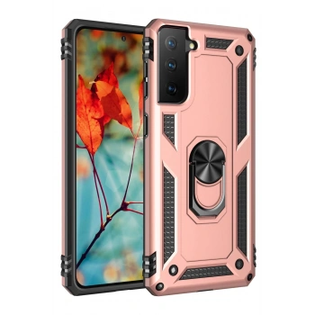 Samsung Galaxy S21 Plus Kılıf Sofya Yüzüklü Silikon Kapak - Rose