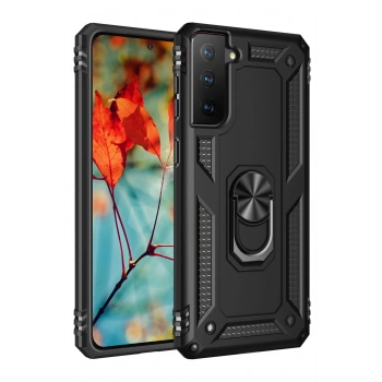 Samsung Galaxy S21 Plus Kılıf Sofya Yüzüklü Silikon Kapak - Siyah