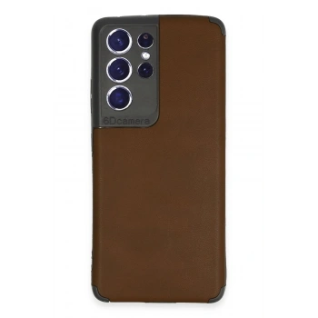 Samsung Galaxy S21 Ultra Kılıf Loop Deri Silikon - Kahverengi