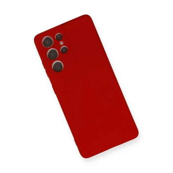Samsung Galaxy S21 Ultra Kılıf Nano içi Kadife Silikon - Kırmızı