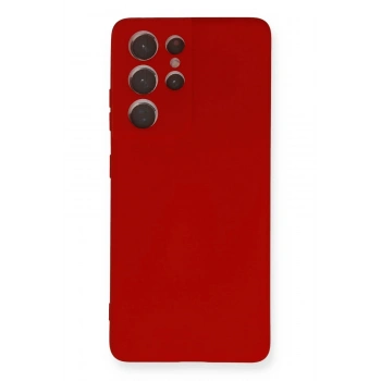 Samsung Galaxy S21 Ultra Kılıf Nano içi Kadife Silikon - Kırmızı