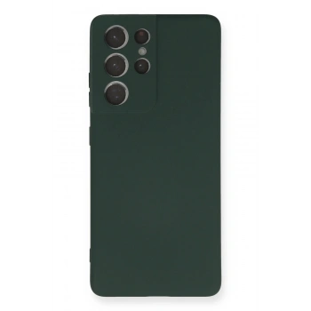 Samsung Galaxy S21 Ultra Kılıf Nano içi Kadife Silikon - Koyu Yeşil