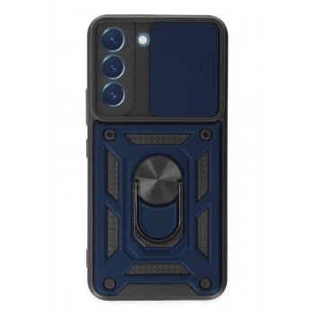 Samsung Galaxy S22 Kılıf Pars Lens Yüzüklü Silikon - Lacivert