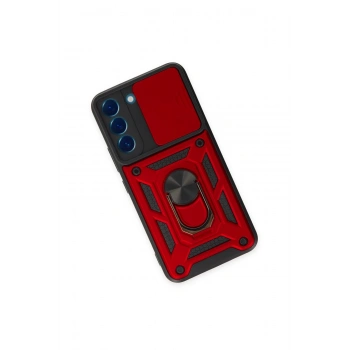 Samsung Galaxy S23 Kılıf Pars Lens Yüzüklü Silikon - Kırmızı