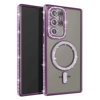 Samsung Galaxy S23 Ultra Joke Simli Magneticsafe Kılıf - Derin Mor