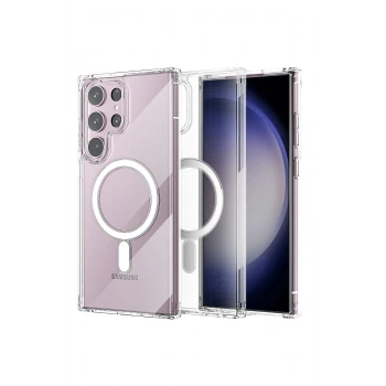 Samsung Galaxy S23 Ultra Kılıf Magneticsafe Şeffaf Silikon - Şeffaf