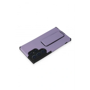 Samsung Galaxy S23 Ultra Kılıf Mega Standlı Silikon - Lila