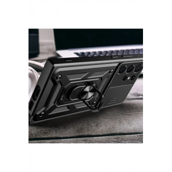 Samsung Galaxy S23 Ultra Kılıf Pars Lens Yüzüklü Silikon - Lacivert