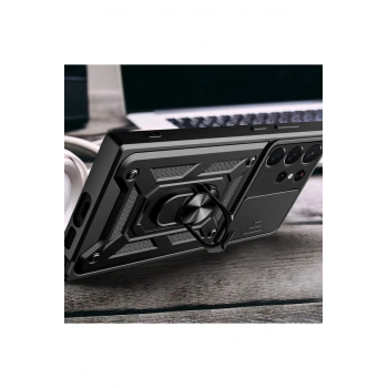 Samsung Galaxy S23 Ultra Kılıf Pars Lens Yüzüklü Silikon - Lacivert