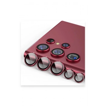Samsung Galaxy S23 Ultra Valdez Metal Kamera Lens - Kırmızı