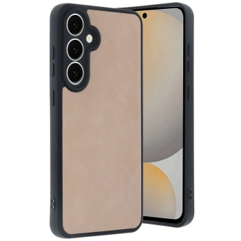 Samsung Galaxy S24 FE Kılıf Aras Deri Kapak - Pudra