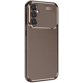 Samsung Galaxy S24 FE Kılıf Auto Focus Karbon Kapak - Kahverengi