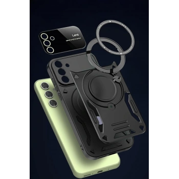 Samsung Galaxy S24 FE Kılıf Joy Lens Standlı Kapak - Kırmızı