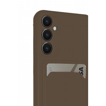 Samsung Galaxy S24 FE Kılıf Kelvin Kartvizitli Silikon - Kahverengi