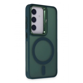Samsung Galaxy S24 Flet Lens Magsafe Kapak - Koyu Yeşil