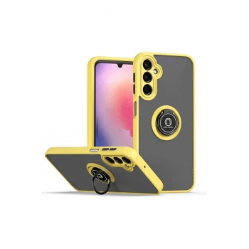 Samsung Galaxy S24 Kılıf Montreal Yüzüklü Silikon Kapak - Sarı