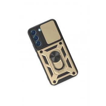 Samsung Galaxy S24 Kılıf Pars Lens Yüzüklü Silikon - Gold