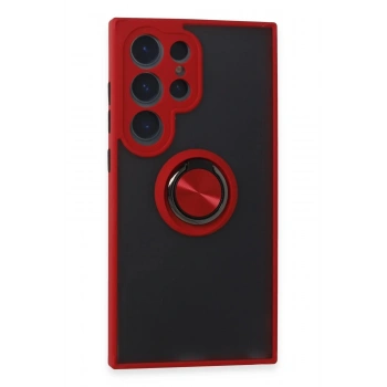 Samsung Galaxy S24 Ultra Kılıf Montreal Yüzüklü Silikon Kapak - Kırmızı