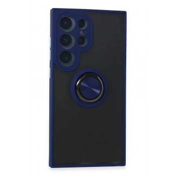 Samsung Galaxy S24 Ultra Kılıf Montreal Yüzüklü Silikon Kapak - Lacivert